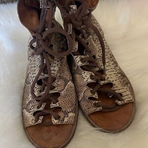 Free People Brown Snake Print Sandals